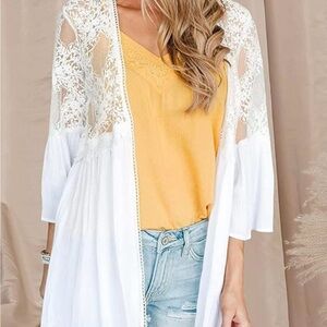 Shein bohemian western white lace blouse top XL